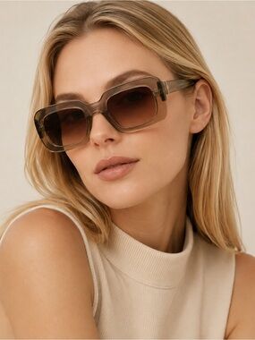 Kurt Geiger Transparent Brown Oversized Square Sunglasses